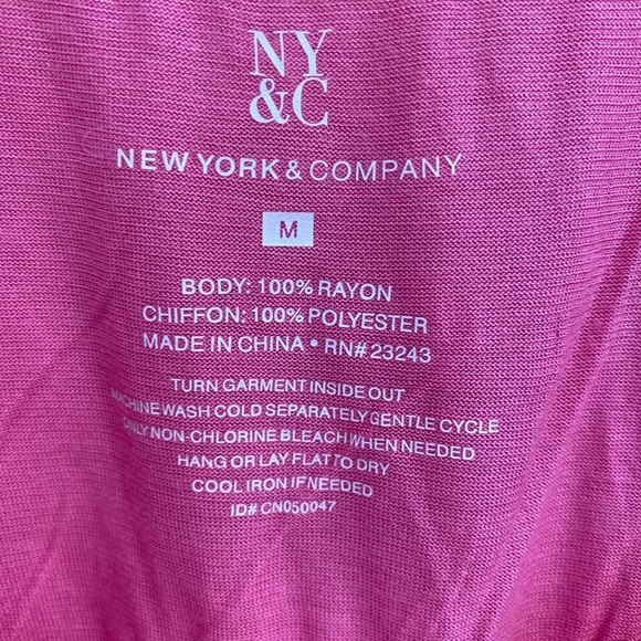 NY & COMPANY Top Tank Polka Dot Lined Sheer Sleeveless Pink Medium - Picture 6 of 8